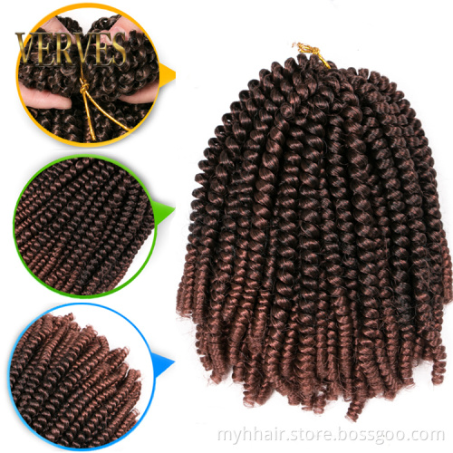 Spring Twist Hair Synthetic Wholesale 8 inch Ombre Spring Twist Bounce Crochet Braids Synthetic Braiding Hair